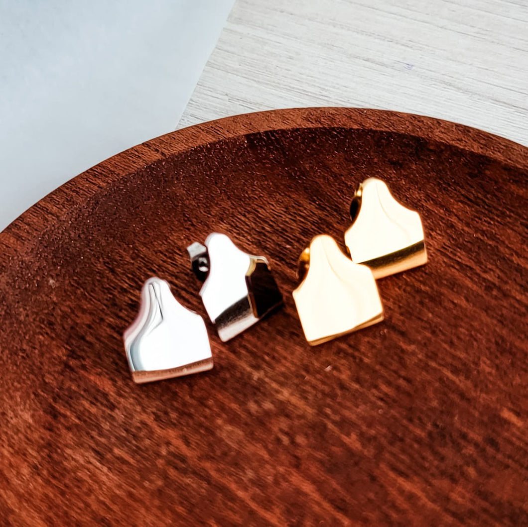 Cow Tag Stud/Post Earrings — Leave Notes at Checkout