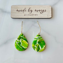 Load image into Gallery viewer, Green Watercolor Dangles
