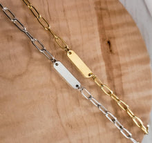 Load image into Gallery viewer, Bar Bracelet (Paper Clip Chain) — Leave Notes at Checkout

