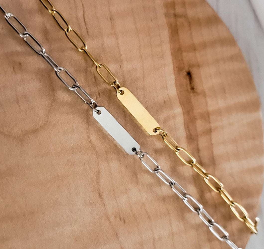 Bar Bracelet (Paper Clip Chain) — Leave Notes at Checkout