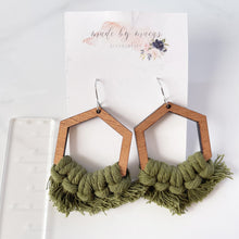 Load image into Gallery viewer, Macrame - Olive Hexagon Dangles
