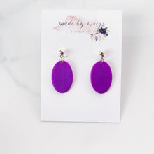 Load image into Gallery viewer, Valentine’s Collection - Shimmer Purple Clay Oval Dangles
