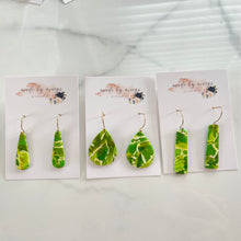 Load image into Gallery viewer, Green Watercolor Dangles
