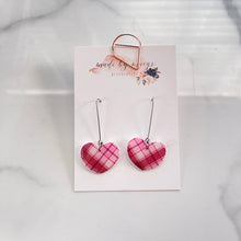 Load image into Gallery viewer, Valentine’s Collection - Plaid Heart Dangles
