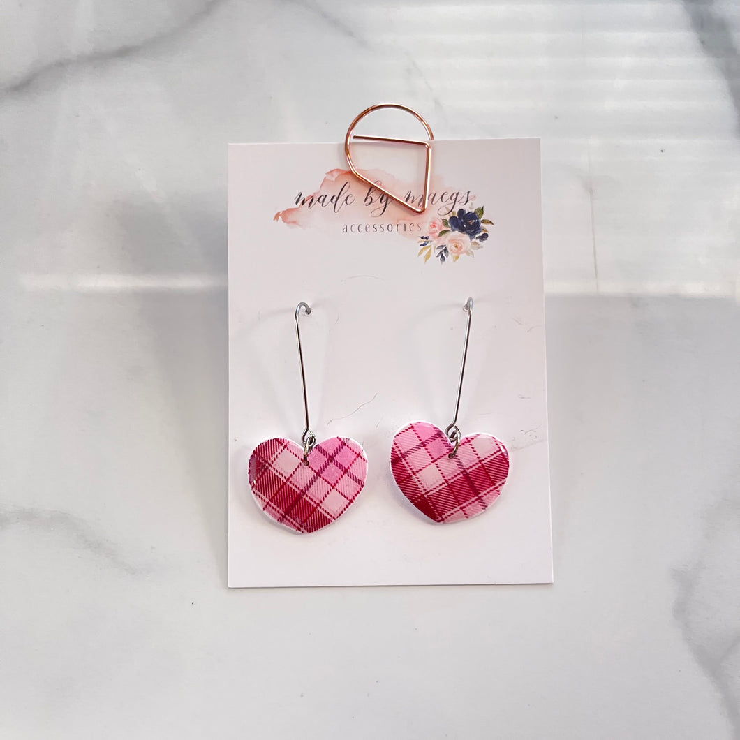 Valentine’s Collection - Plaid Heart Dangles