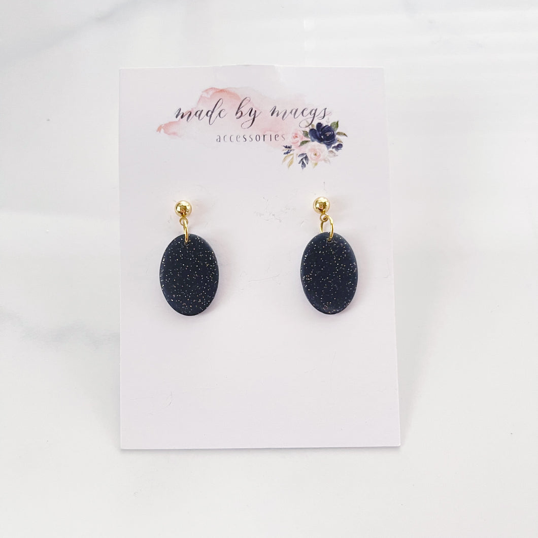 Clay - Black with Gold Flakes - Dangles