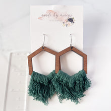 Load image into Gallery viewer, Macrame - Hunter Green Hexagon Dangles
