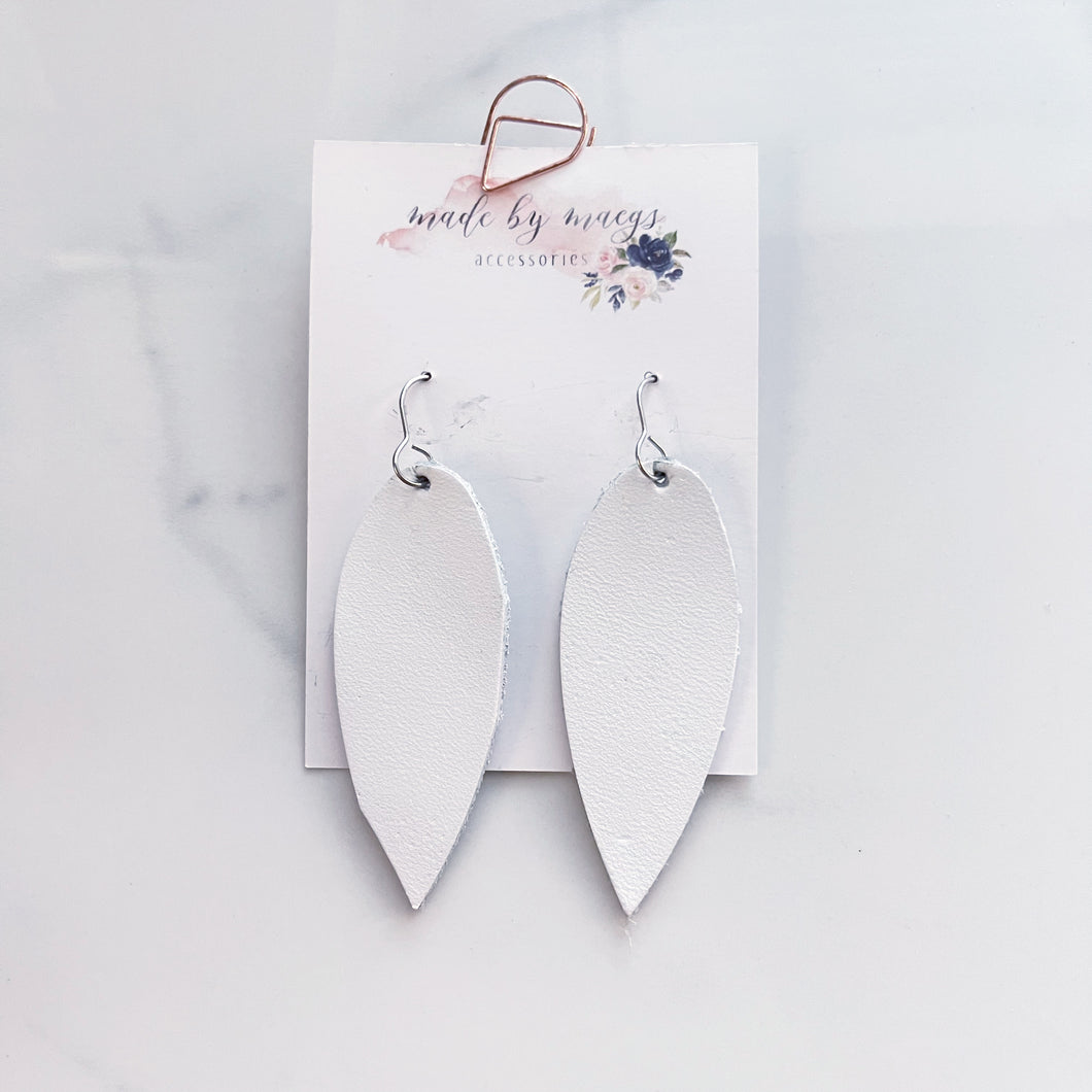 Leather - White - Skinny Pointed Dangles