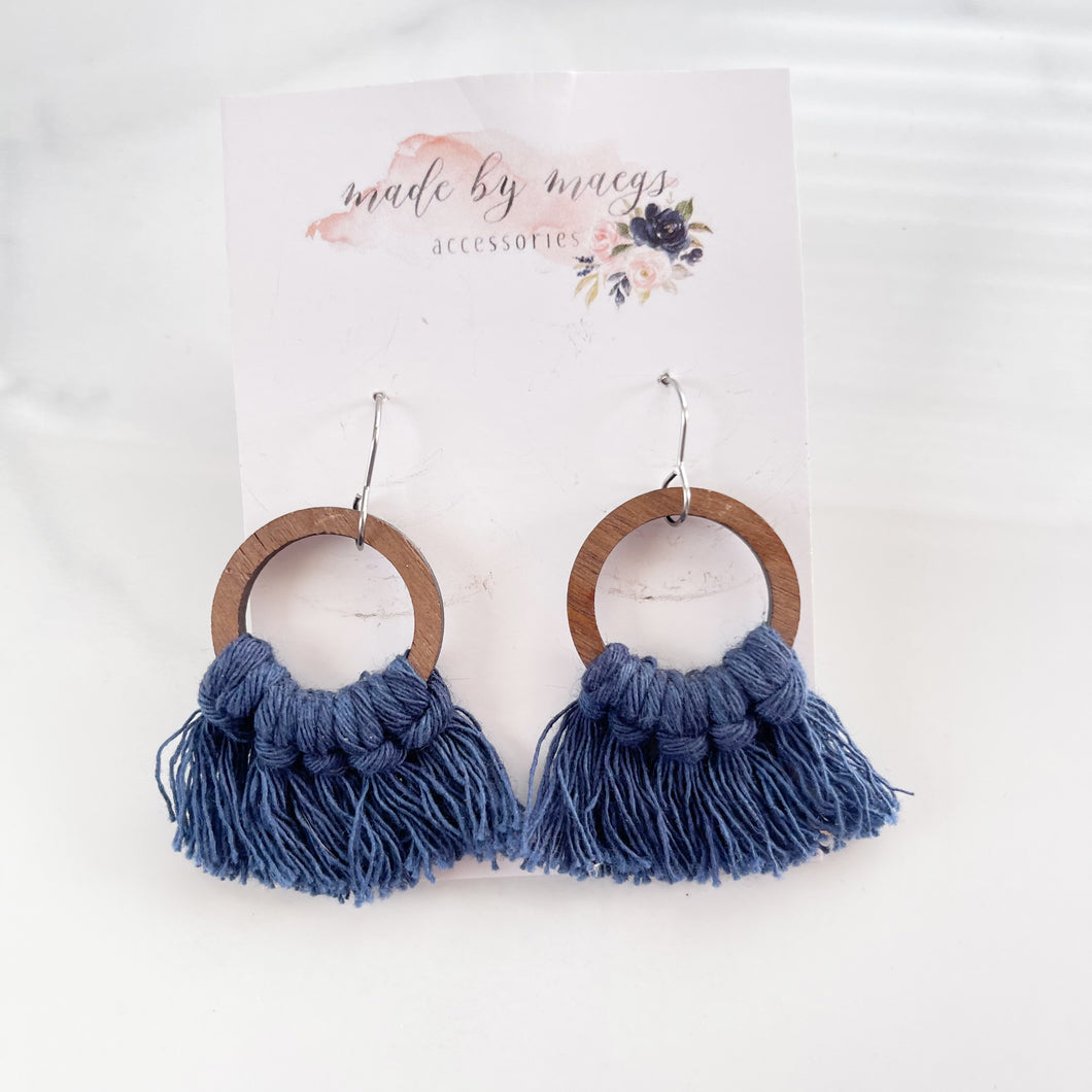 Macrame - Navy Blue Dangles