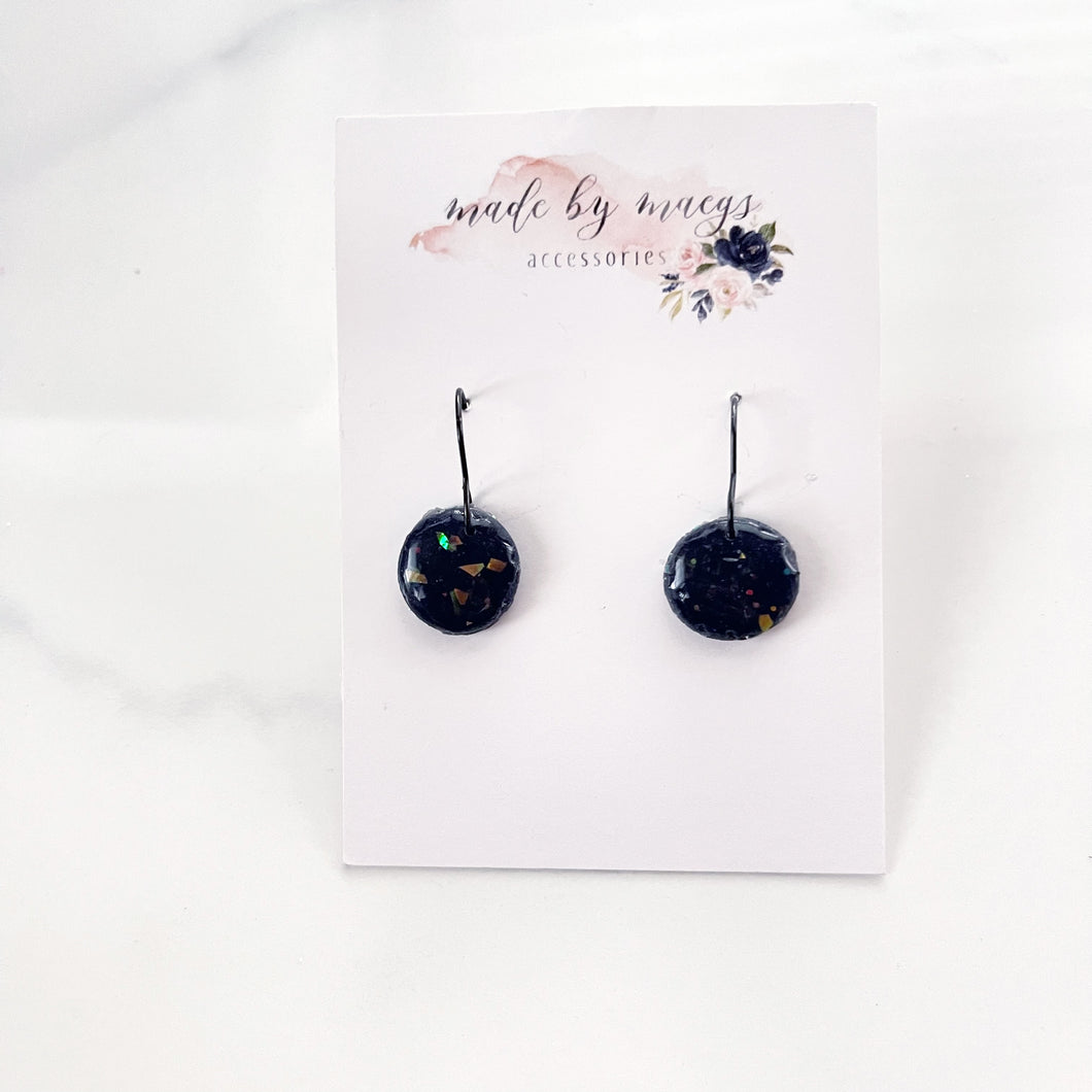 Clay - Black Opal Circles - Dangles