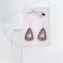 Load image into Gallery viewer, Wooden - Silver Leopard Triangles - Dangles
