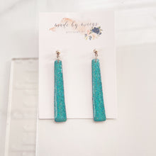 Load image into Gallery viewer, Clay - Glitter Teal - Elegant Bars Dangles
