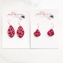 Load image into Gallery viewer, Valentine’s Collection - Burgundy &amp; Rose Gold Skinny Dangles
