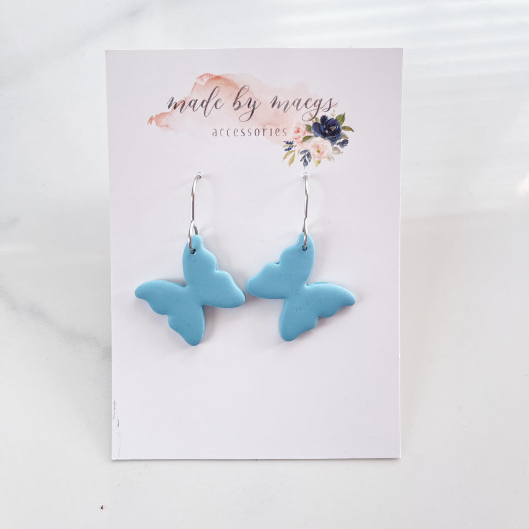 Clay - Light Blue Butterfly - Dangles