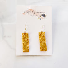 Load image into Gallery viewer, Clay - Shimmer Gold Embossed Rectangle Dangles
