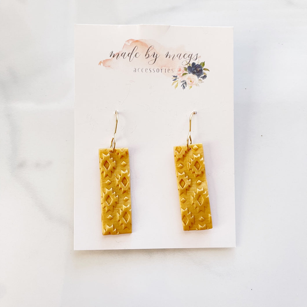 Clay - Shimmer Gold Embossed Rectangle Dangles