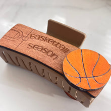 Load image into Gallery viewer, Claw Clip - 4” - Wooden Basketball Season
