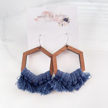 Load image into Gallery viewer, Macrame - Navy Blue Hexagon Dangles
