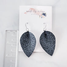 Load image into Gallery viewer, Leather - Black &amp; Charcoal Leopard - Pinched Drop Dangles
