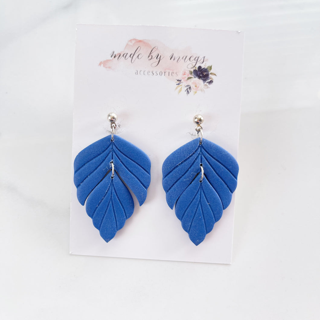 Clay - Blue Feather - Dangles