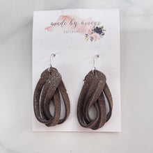 Load image into Gallery viewer, Leather - Glitter Loops Taupe/Brown - Dangles
