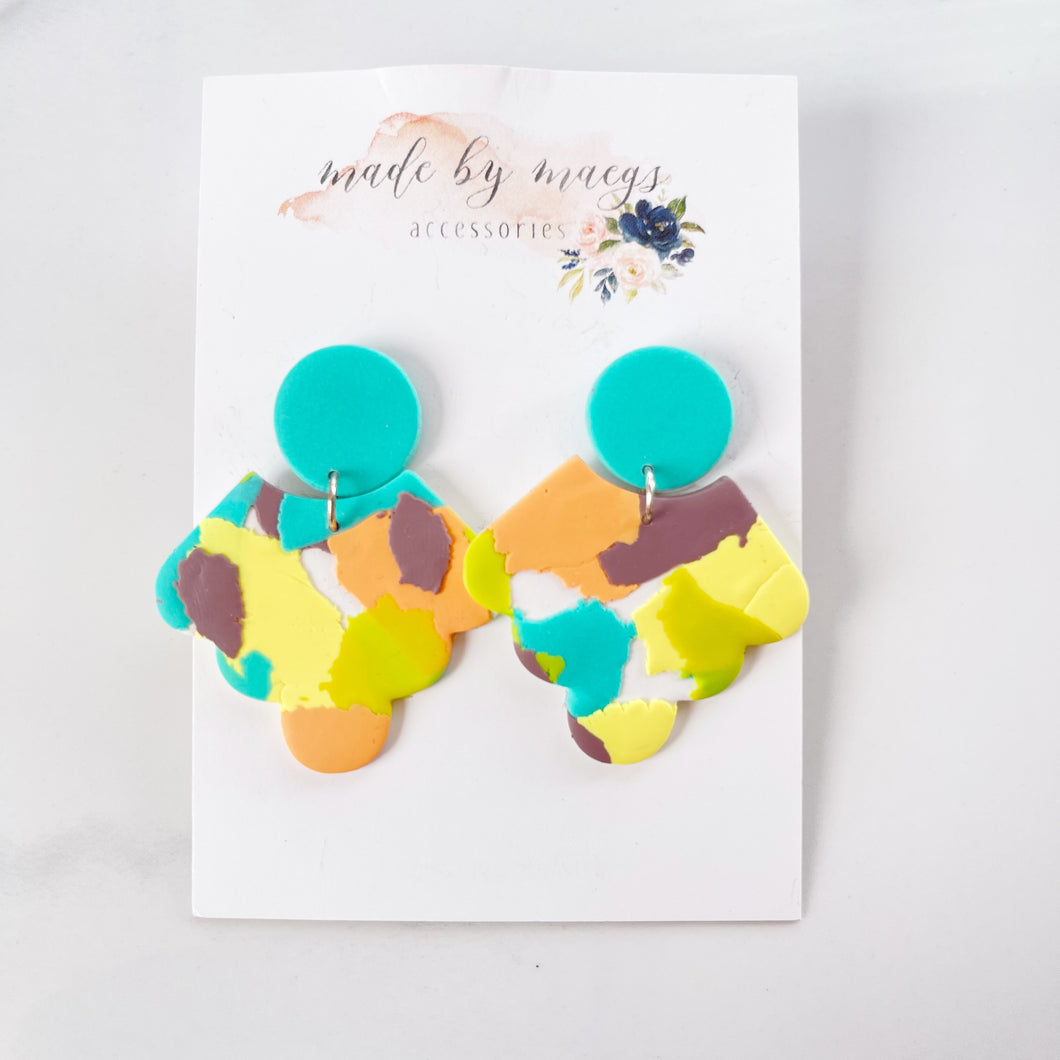 Clay - Sherbet Scalloped Dangles