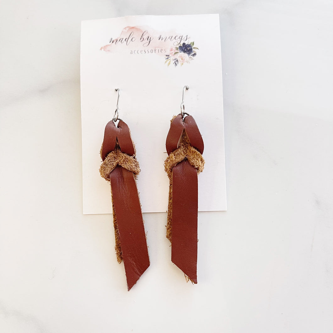 Leather - Coffee Brown - Knot Dangles