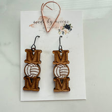 Load image into Gallery viewer, Wooden - Volleyball Mom Dangles
