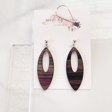 Load image into Gallery viewer, Purple Stripe Acrylic Dangles
