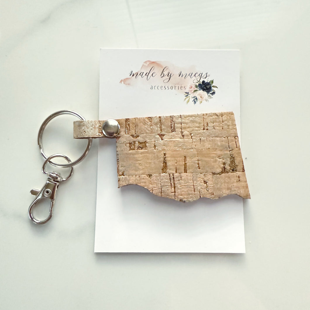 Keychain - Oklahoma - Cork with Silver Accents