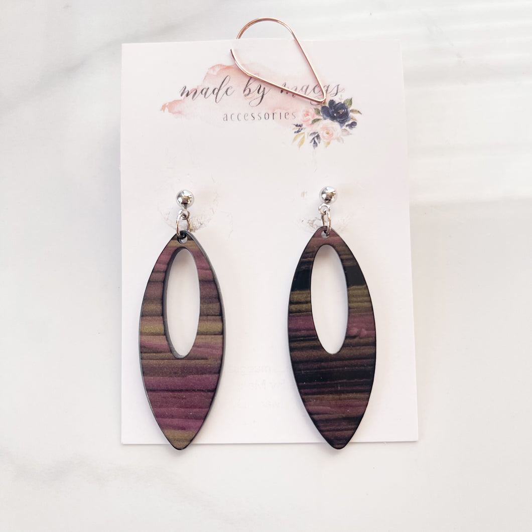 Purple Stripe Acrylic Dangles