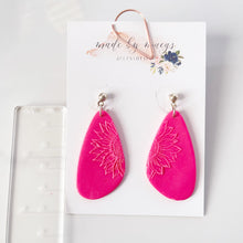 Load image into Gallery viewer, Valentine’s Collection - Pink Sunflower Embossed Dangles
