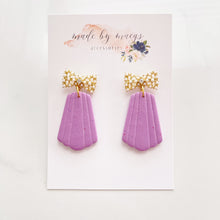 Load image into Gallery viewer, Clay - Lavender Fans &amp; Bows - Dangles
