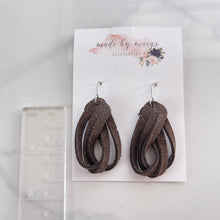 Load image into Gallery viewer, Leather - Glitter Loops Taupe/Brown - Dangles
