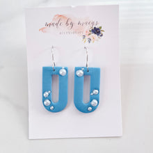 Load image into Gallery viewer, Clay - Light Blue &amp; Pearls - Dangles
