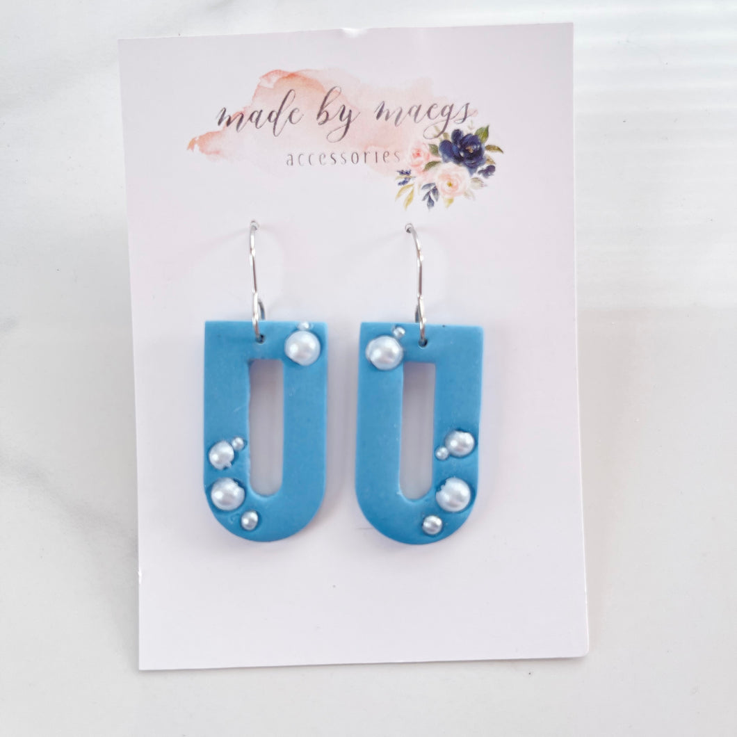 Clay - Light Blue & Pearls - Dangles