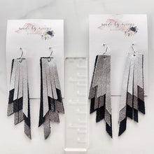 Load image into Gallery viewer, Leather - Grey Scale Triple Layer Fringe - Large Dangles
