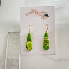 Load image into Gallery viewer, Green Watercolor Dangles
