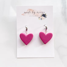 Load image into Gallery viewer, Clay - Pink Heart Macarons - Hoop Dangles
