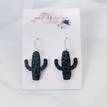 Load image into Gallery viewer, Leather - Black &amp; Charcoal Leopard - Cactus Dangles
