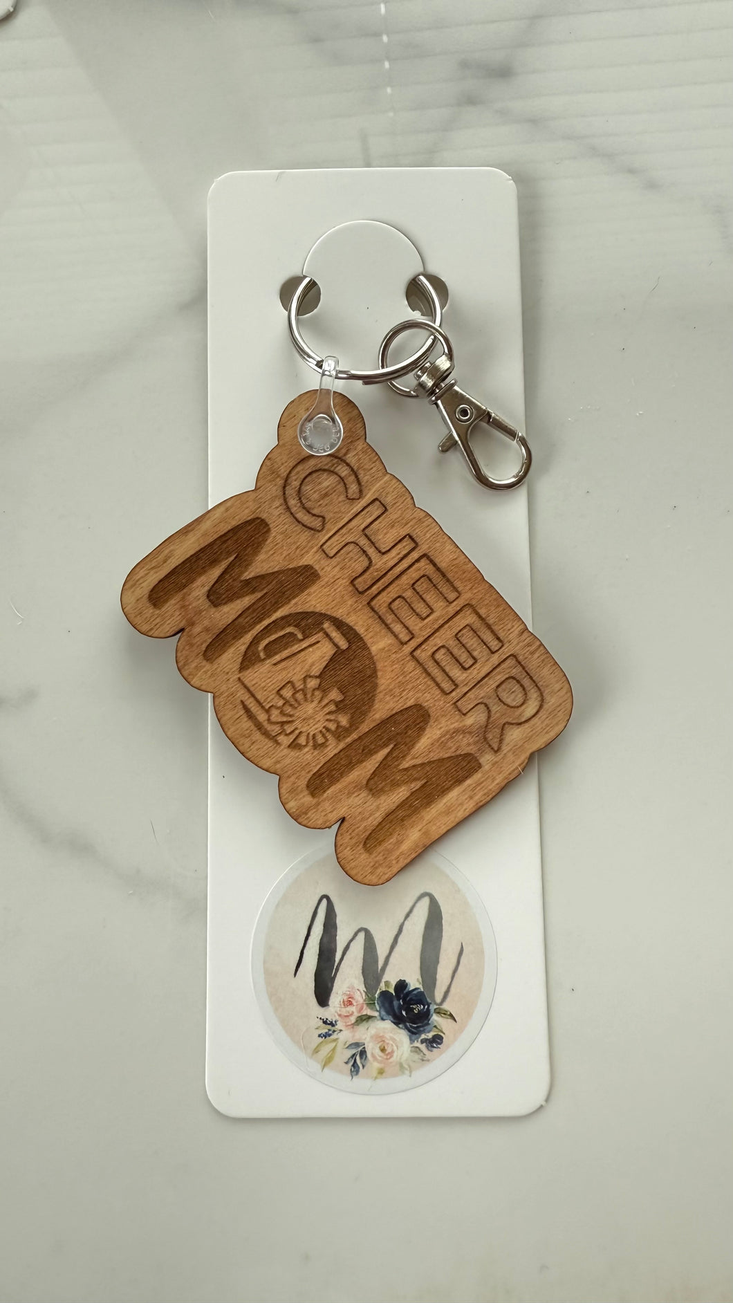 Keychain - Wooden - Cheer Mom