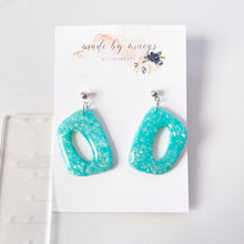 Load image into Gallery viewer, Clay - Opal Peacock Teal - Abstract Dangles
