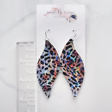 Load image into Gallery viewer, Leather - Multicolor Leopard Feathers - Dangles
