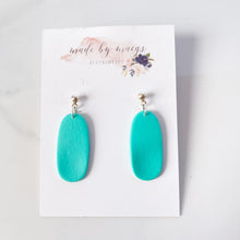 Load image into Gallery viewer, Clay - Peacock Teal - Oval Dangles
