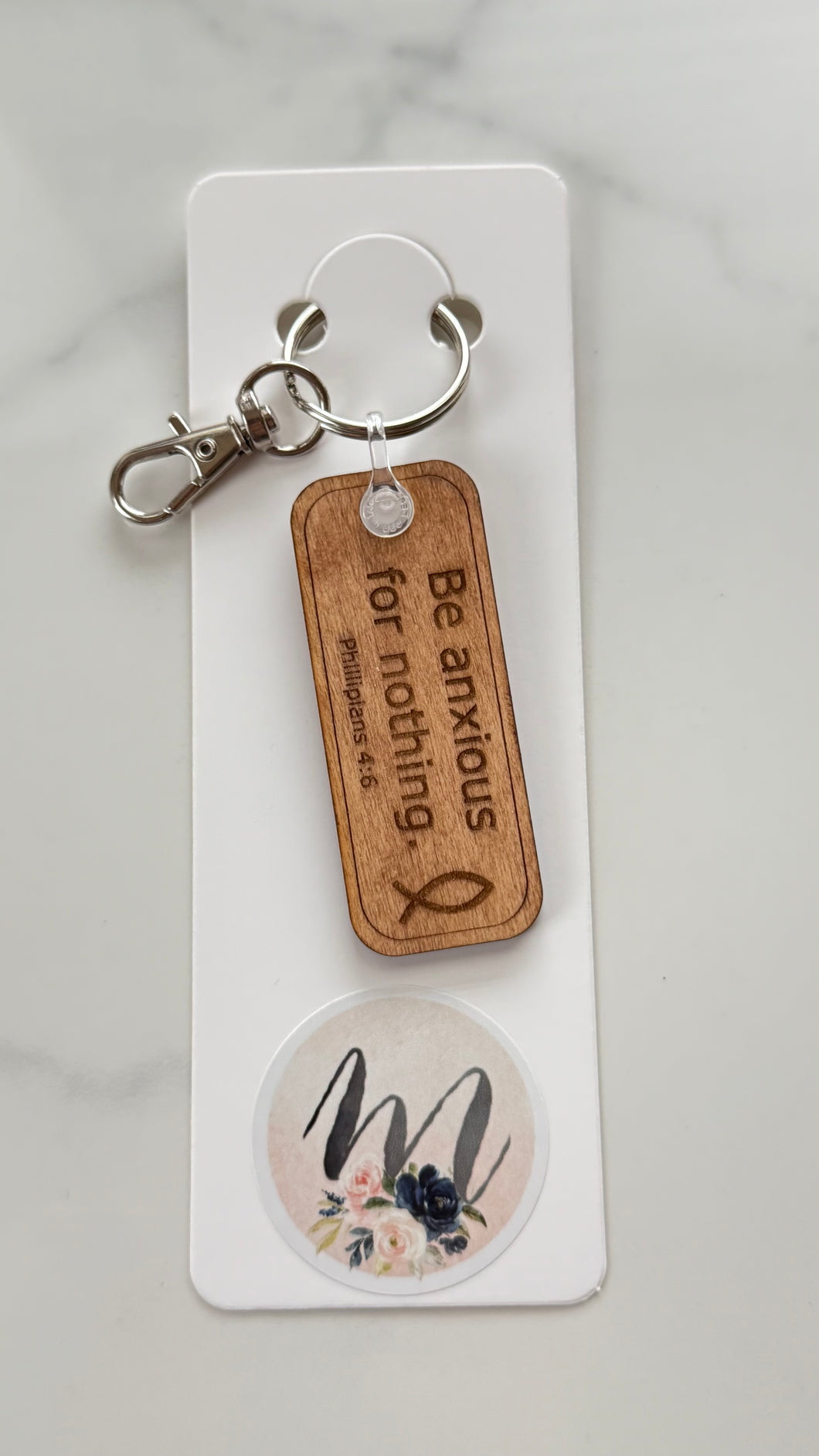 Keychain - Wooden - Be Anxious For Nothing