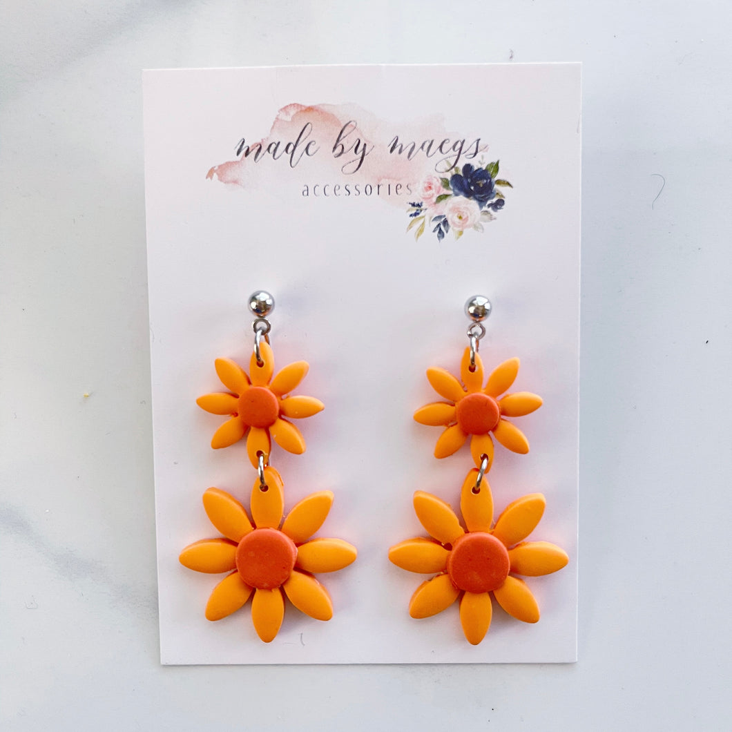 Clay - Orange Daisy - Dangles