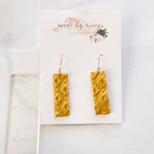 Load image into Gallery viewer, Clay - Shimmer Gold Embossed Rectangle Dangles
