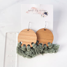 Load image into Gallery viewer, Macrame - Olive Disc Dangles
