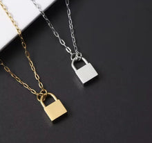 Load image into Gallery viewer, Lock Necklace (mini paperclip chain) — Leave Notes at Checkout

