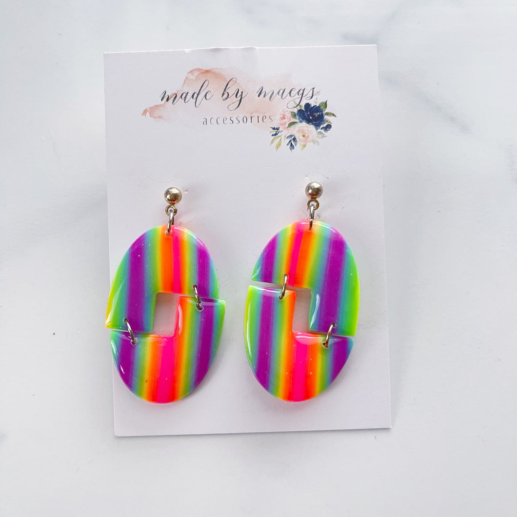 Clay - Neon Split Ovals - Dangles